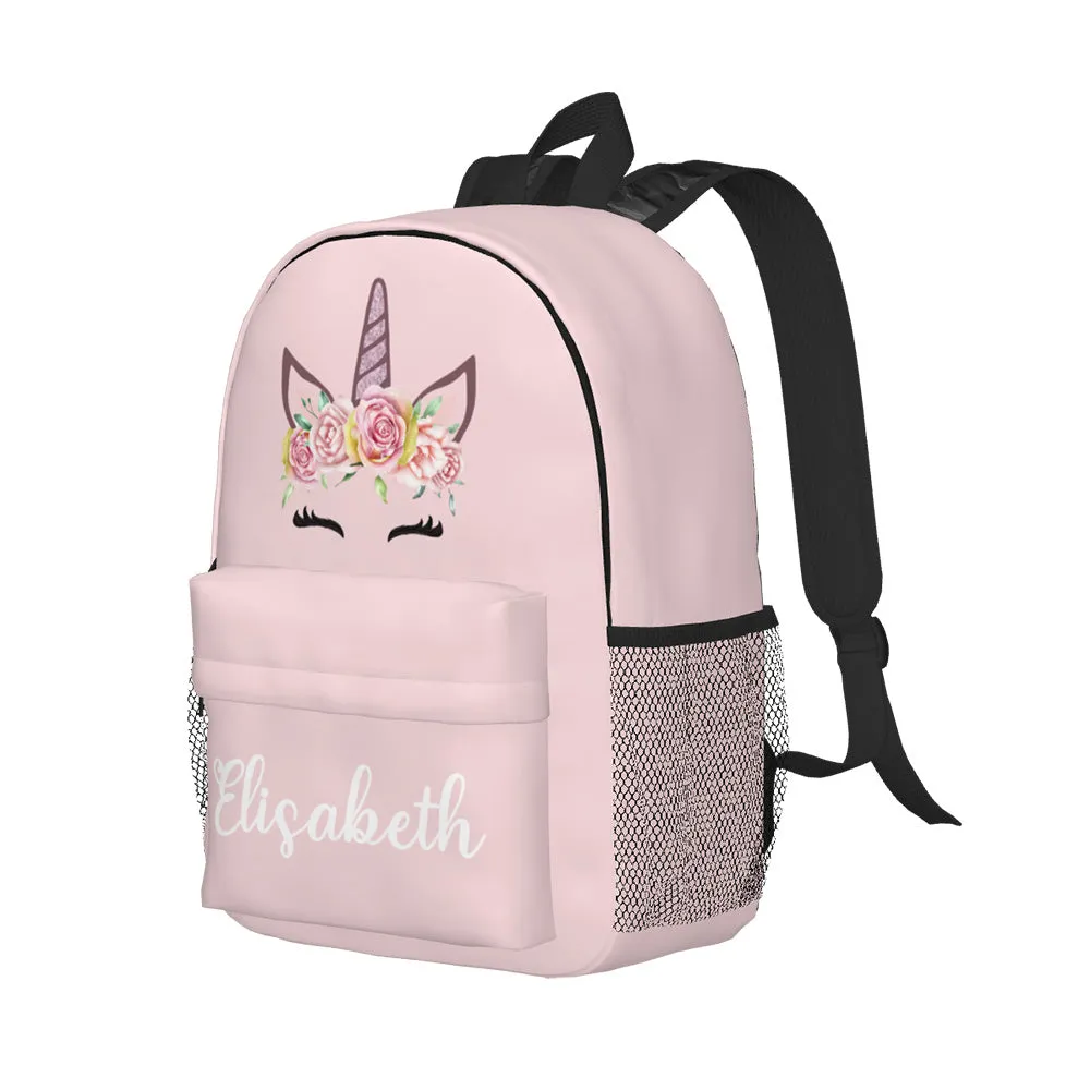 Custom Name Backpack Personalised Unicorn School Bag for Kids