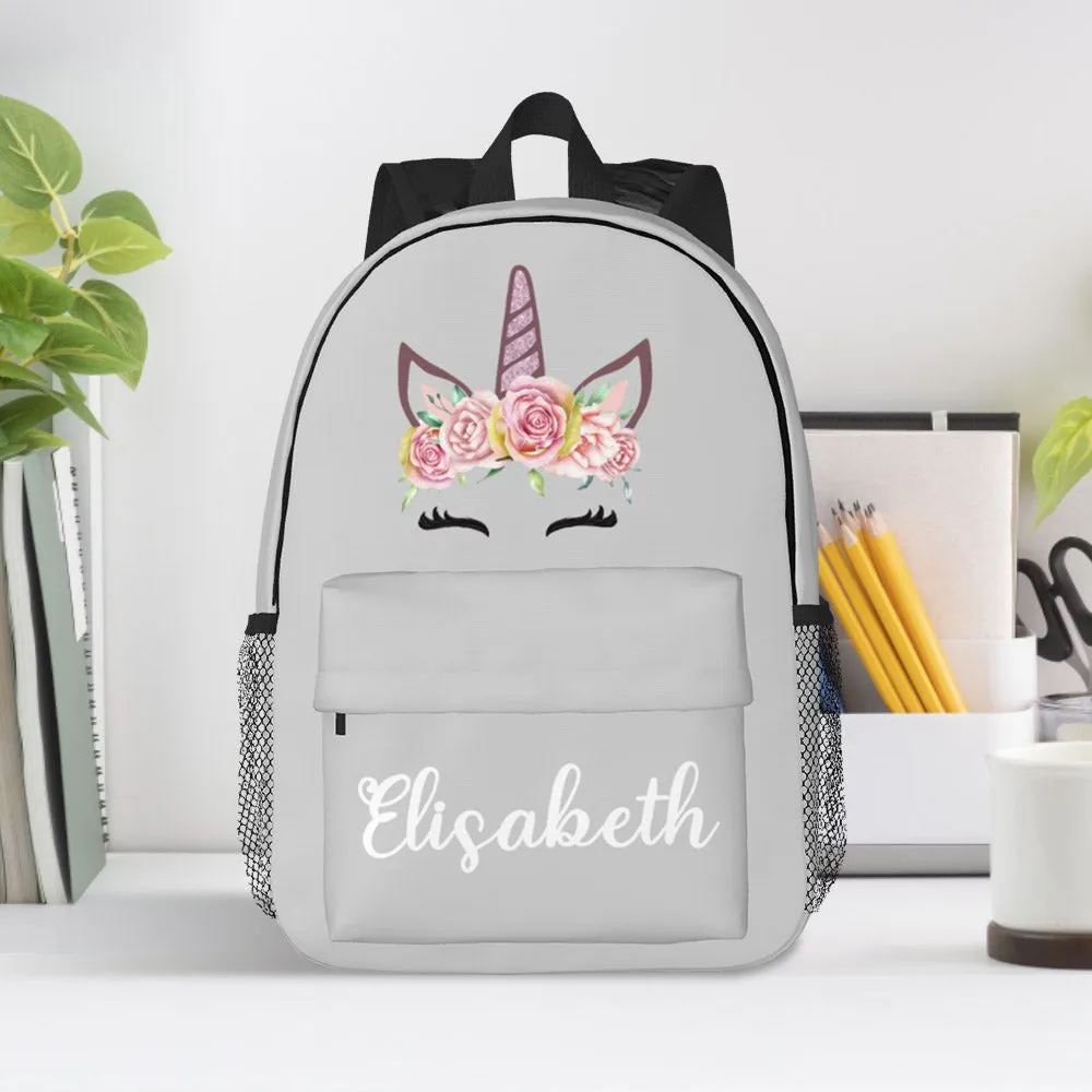 Custom Name Backpack Personalised Unicorn School Bag for Kids