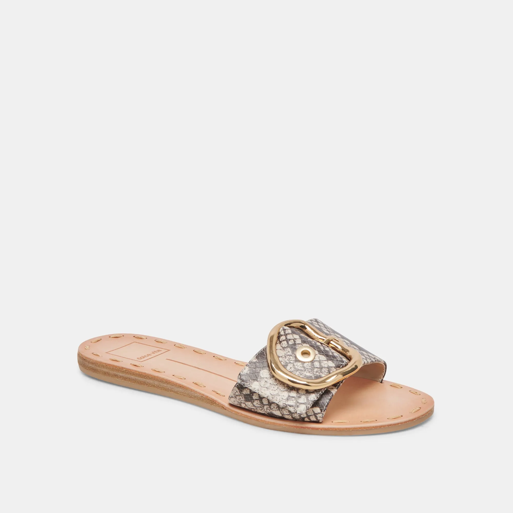 DANNA SANDALS BLACK WHITE EMBOSSED SNAKE