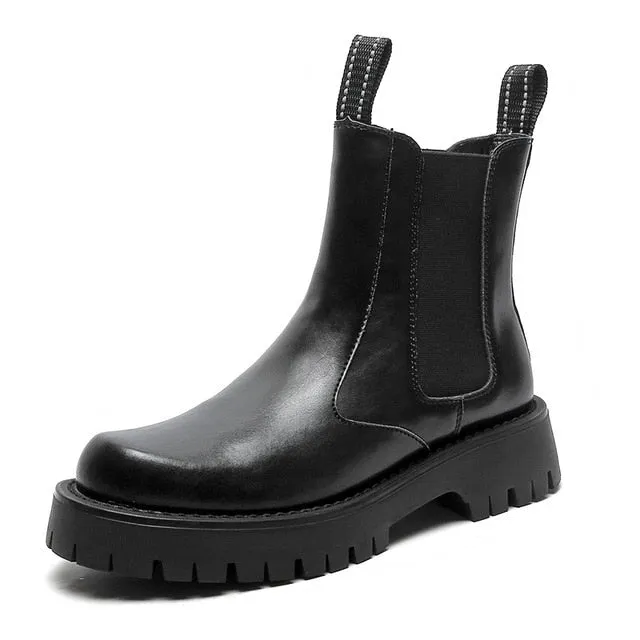 Dark Chelsea Split Leather Boots