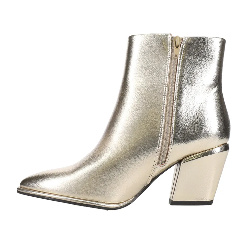 Domina Metallic Pointed Toe Zippered Booties