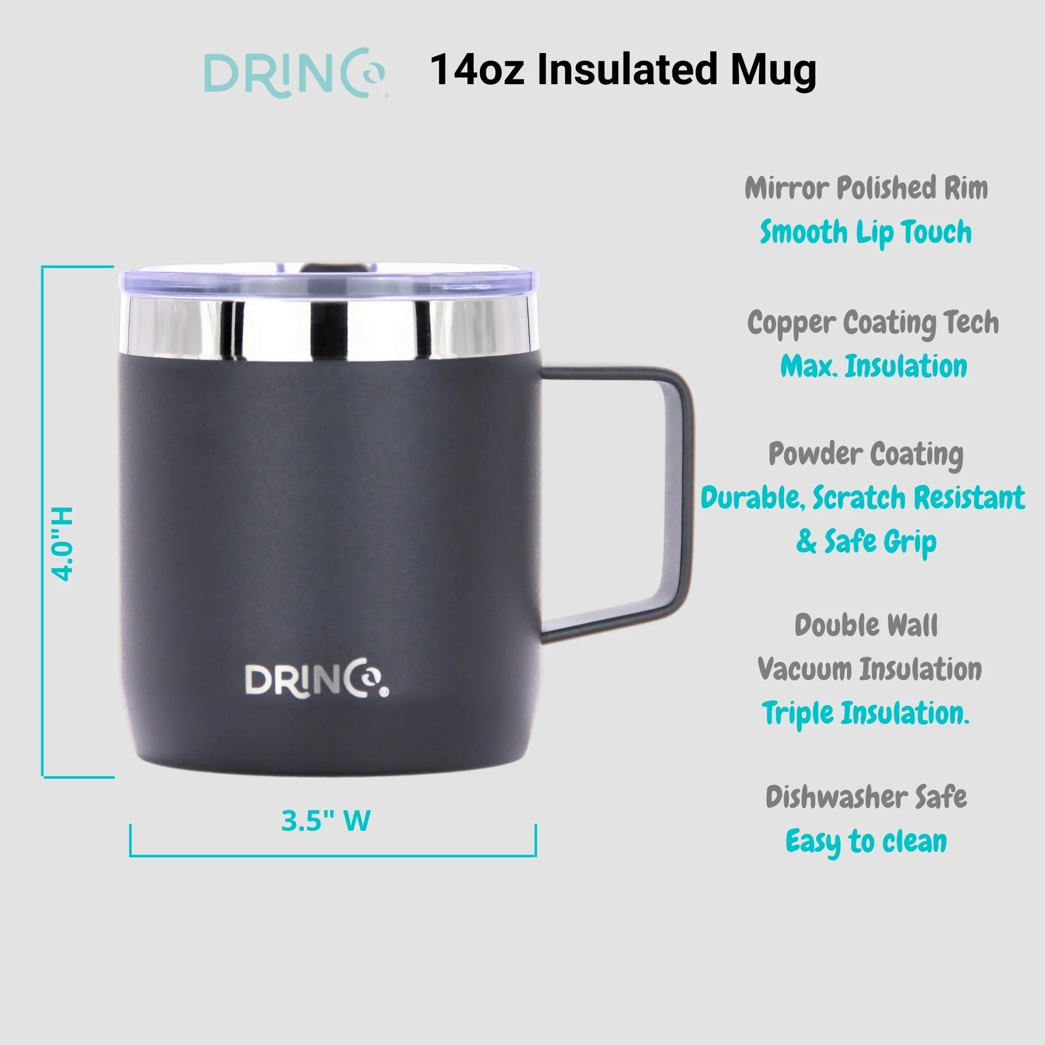 DRINCO® 14 oz Trekking Coffee Mug - Black