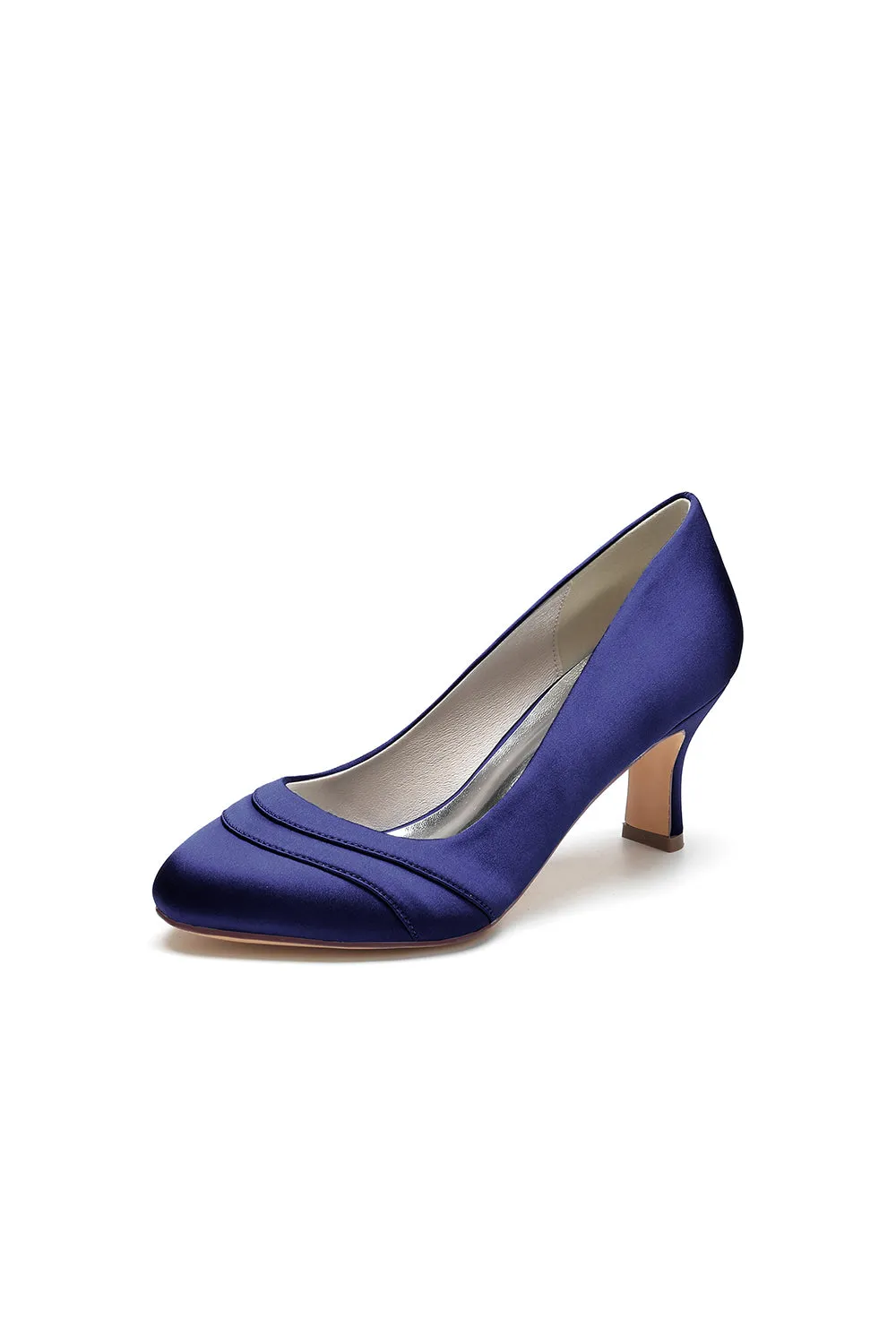 Elegant Royal Blue Satin Heels with Short Stiletto Heel