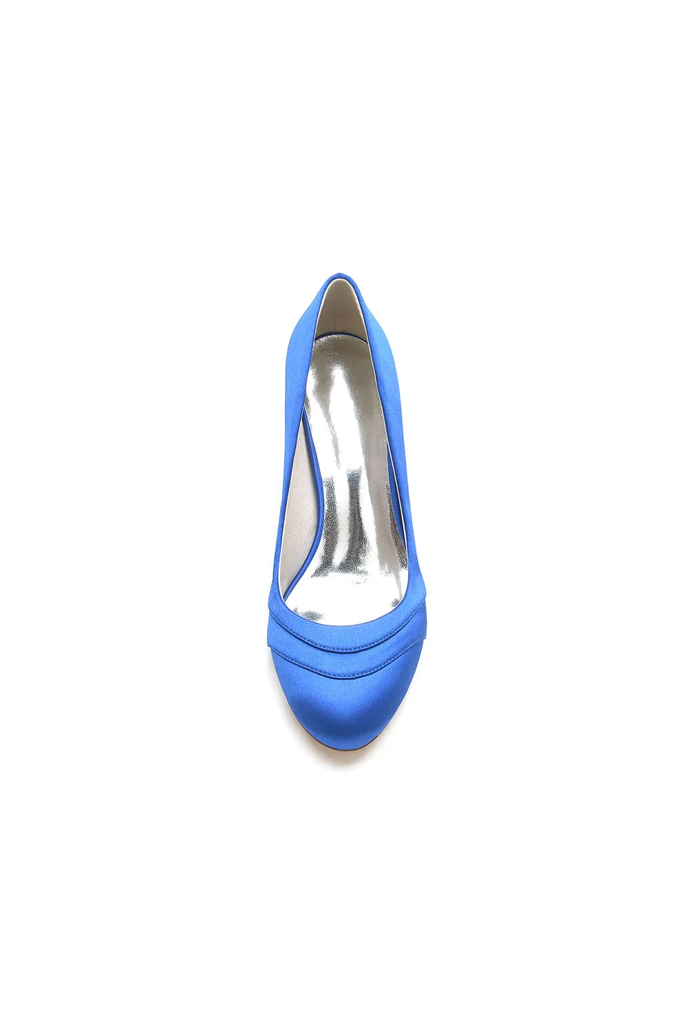 Elegant Royal Blue Satin Heels with Short Stiletto Heel