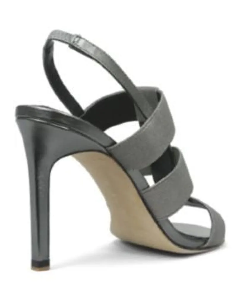 ELIE TAHARI  Womens Ithaca •Pewter• High Heel Stretch Caged Sandals