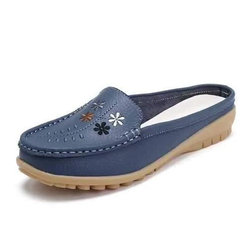 Embroidery Loafers Soft Flats Slip On Casual Shoes