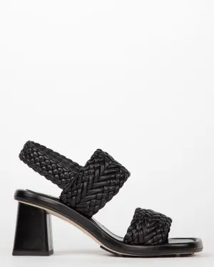 ESPIGA LEATHER BRAIDED HEEL - BLACK