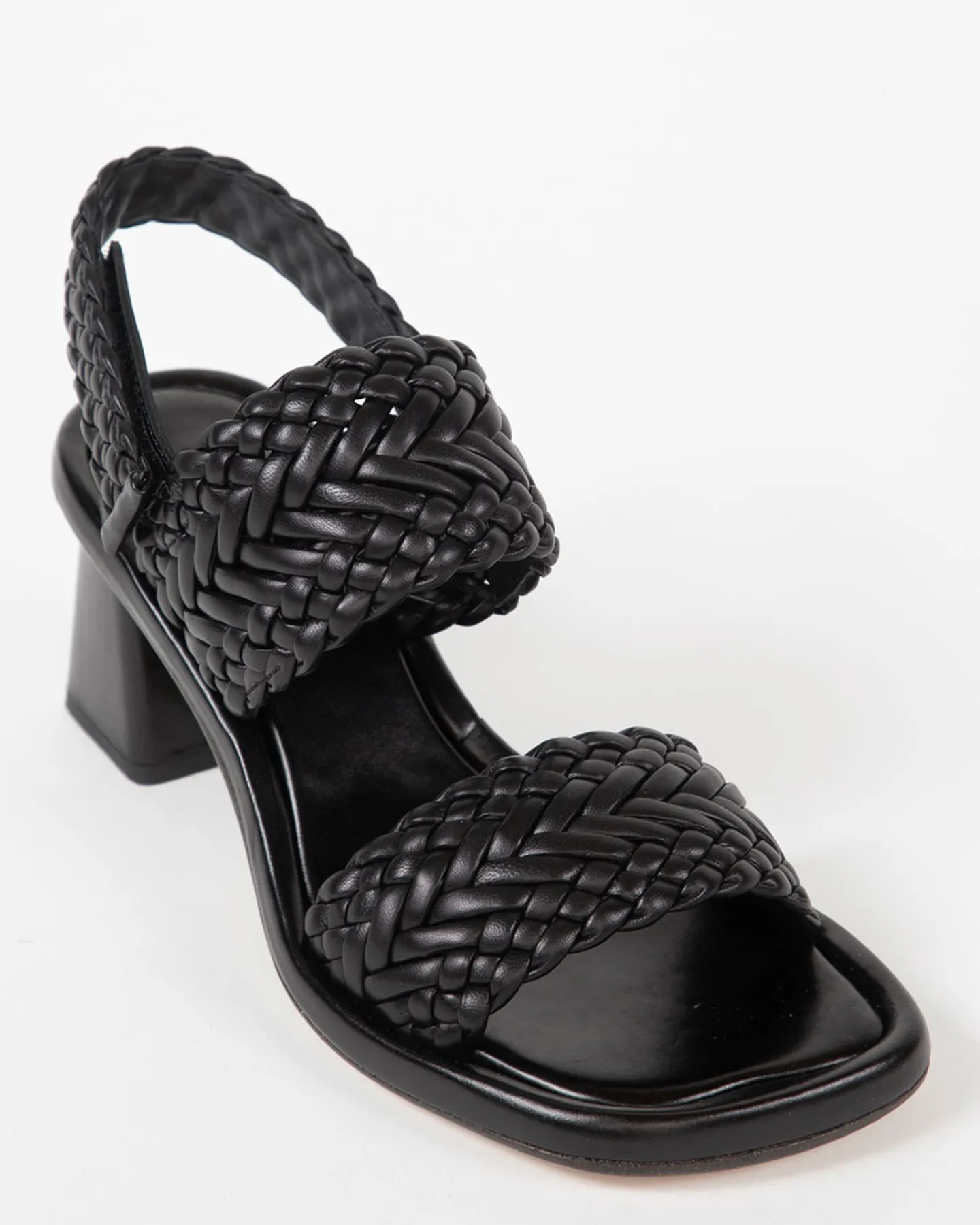 ESPIGA LEATHER BRAIDED HEEL - BLACK