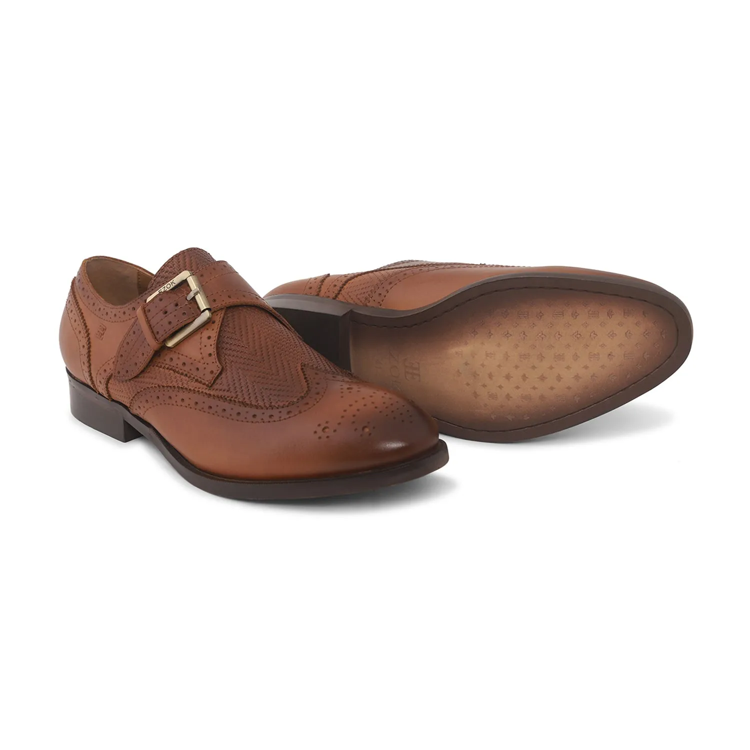 Ezok Tan Single Strap Monk Shoes