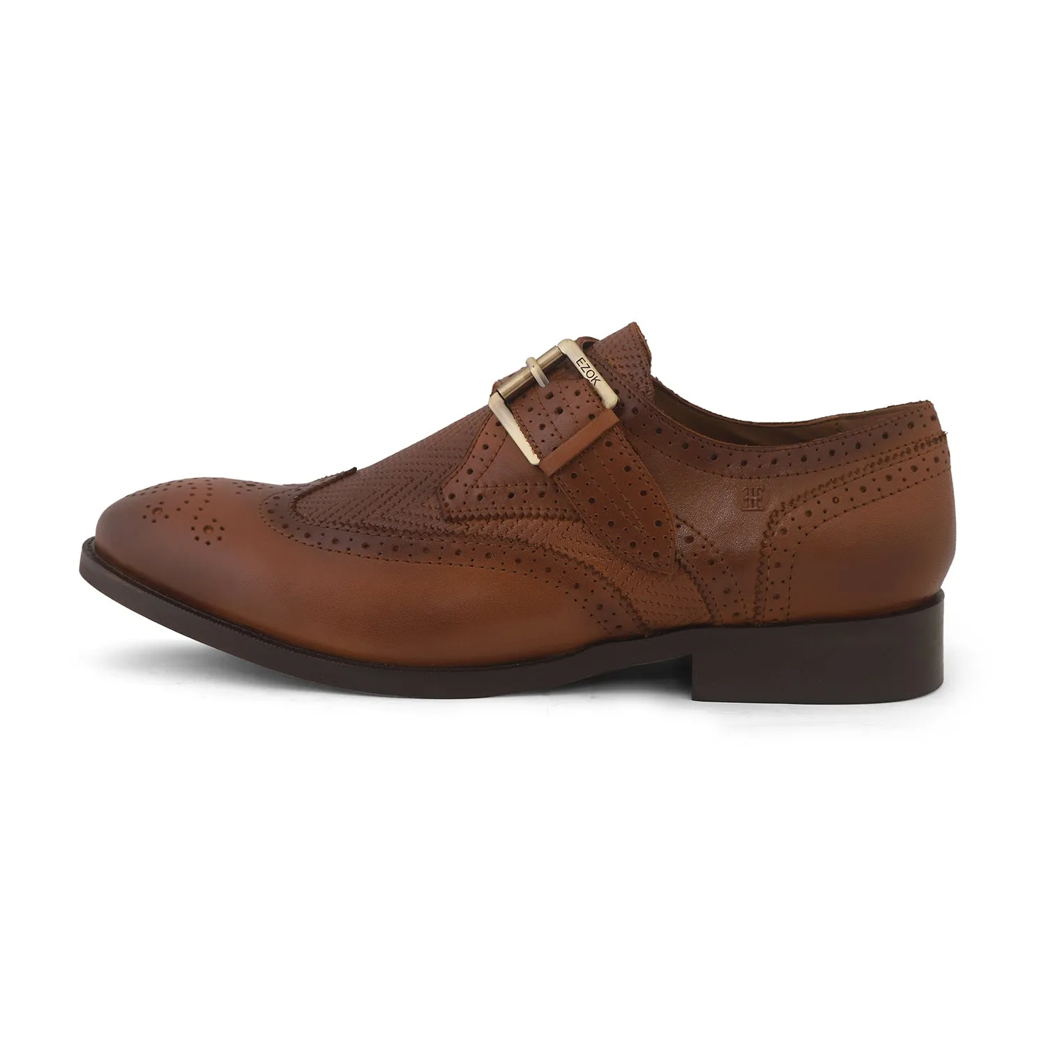 Ezok Tan Single Strap Monk Shoes