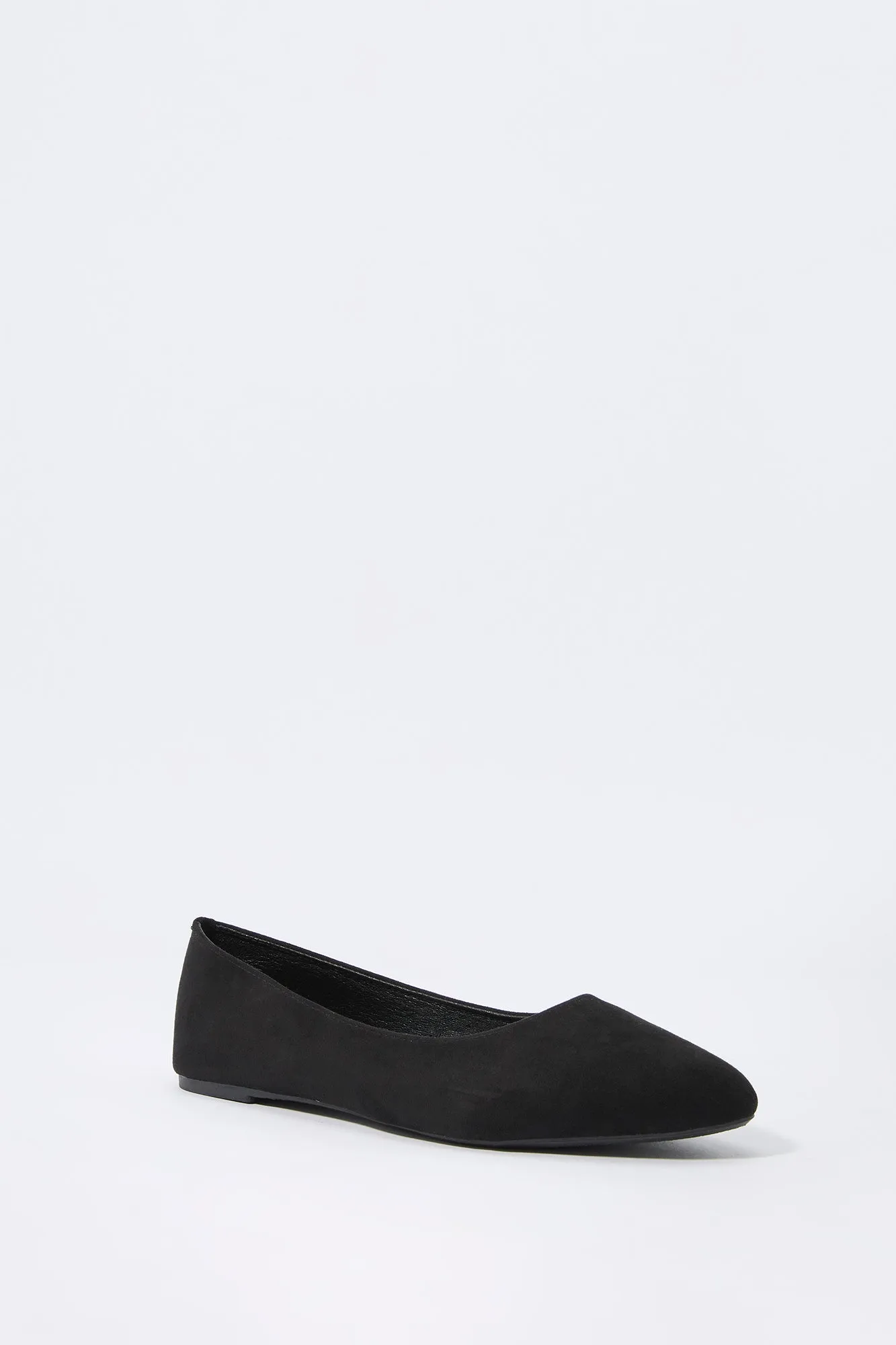 Faux Suede Pointed Toe Ballet Flat