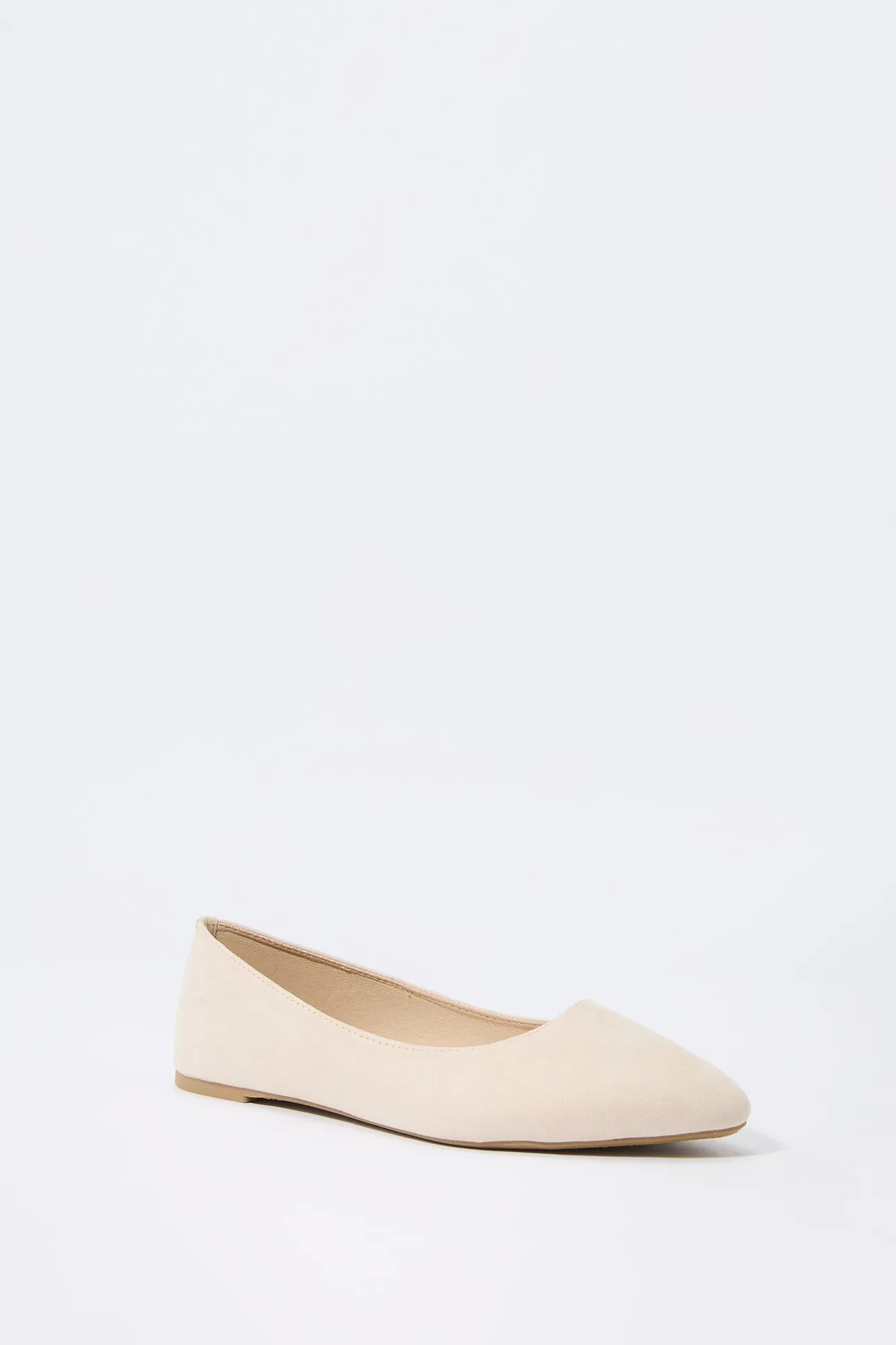 Faux Suede Pointed Toe Ballet Flat