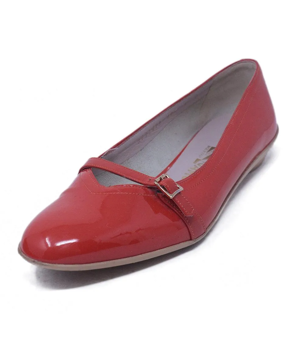 Ferragamo Orange Patent Leather Flats sz 7