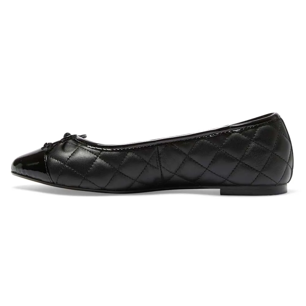 Fifi Flat in Black On Black Leather