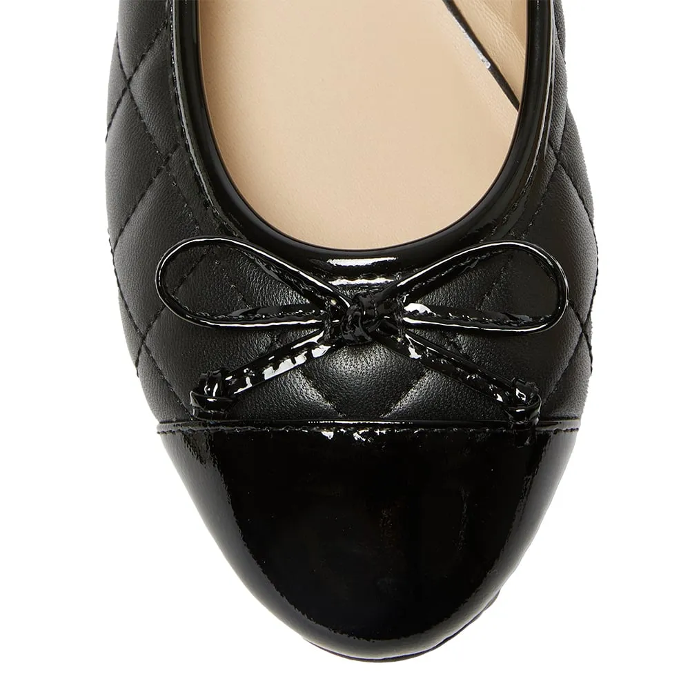 Fifi Flat in Black On Black Leather