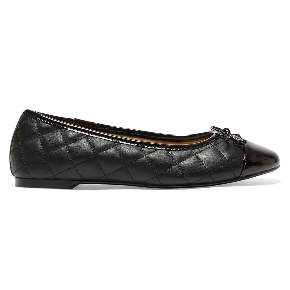 Fifi Flat in Black On Black Leather