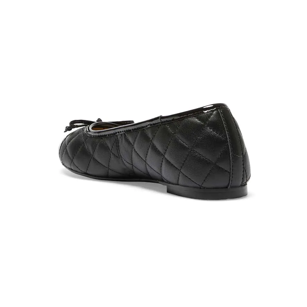 Fifi Flat in Black On Black Leather