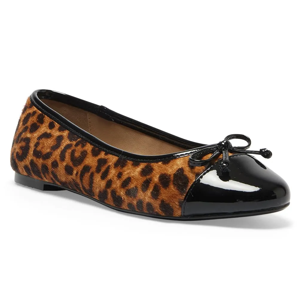 Fifi Flat in Black Patent/animal Leather