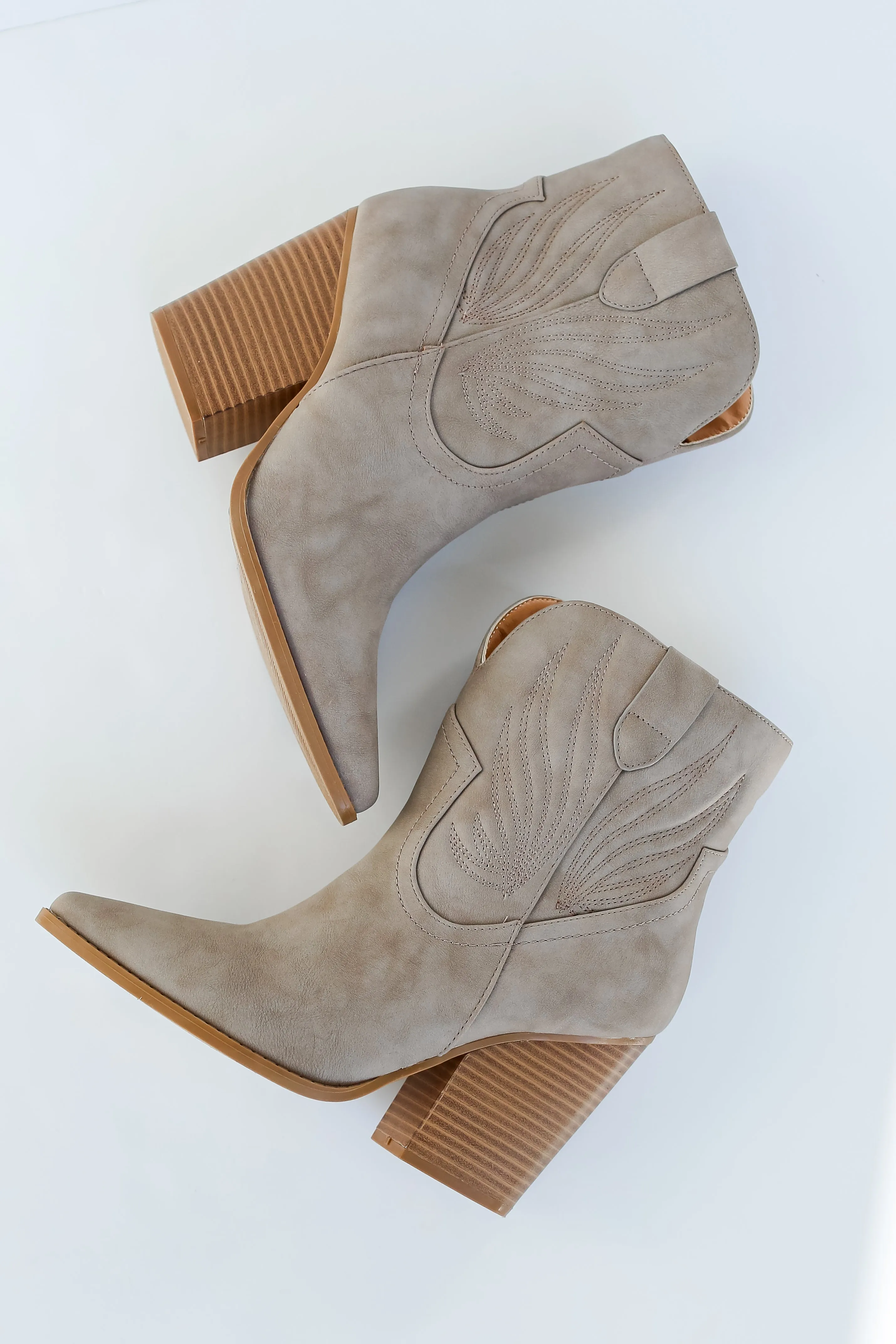 FINAL SALE - Take A Look Taupe Western Booties