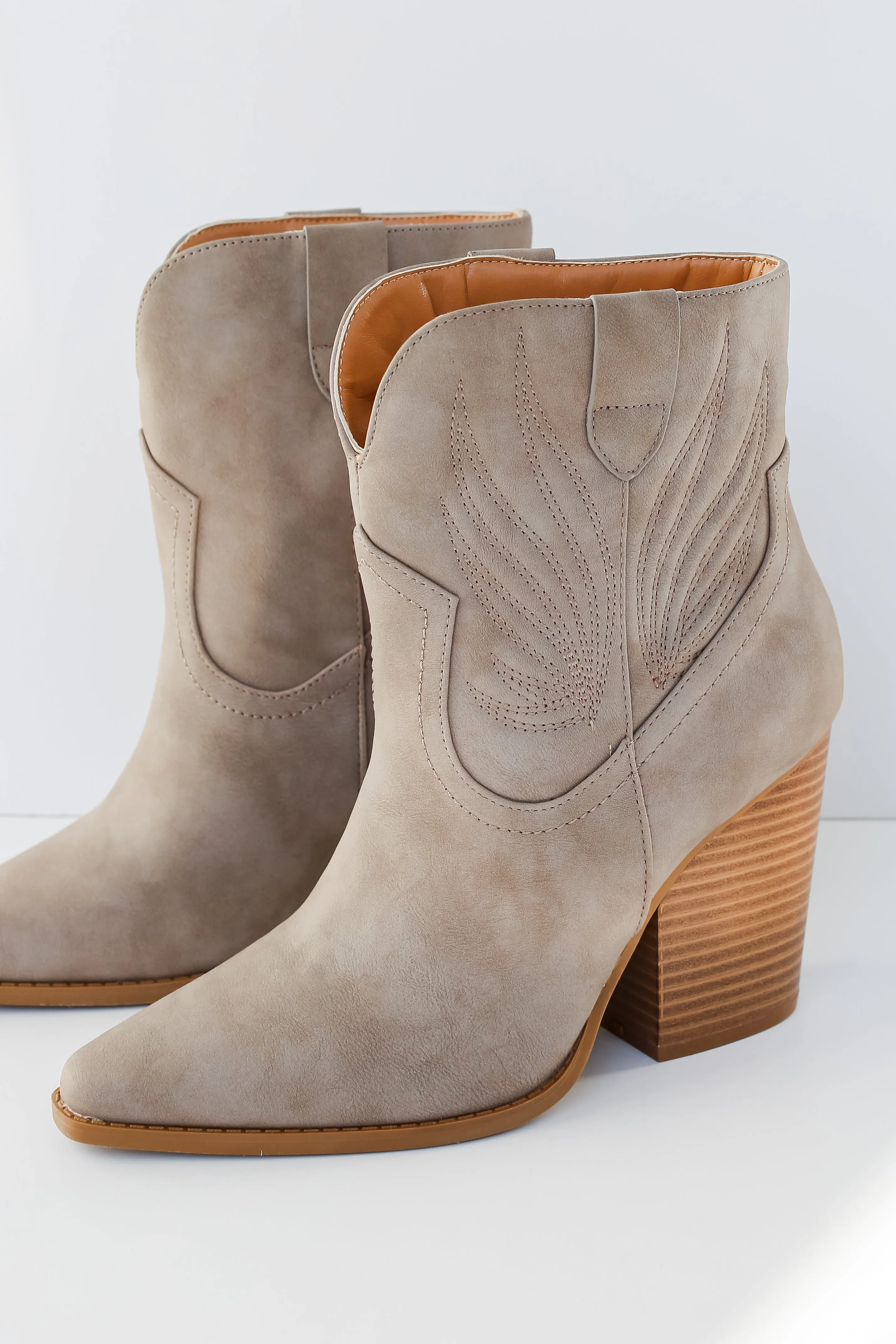 FINAL SALE - Take A Look Taupe Western Booties