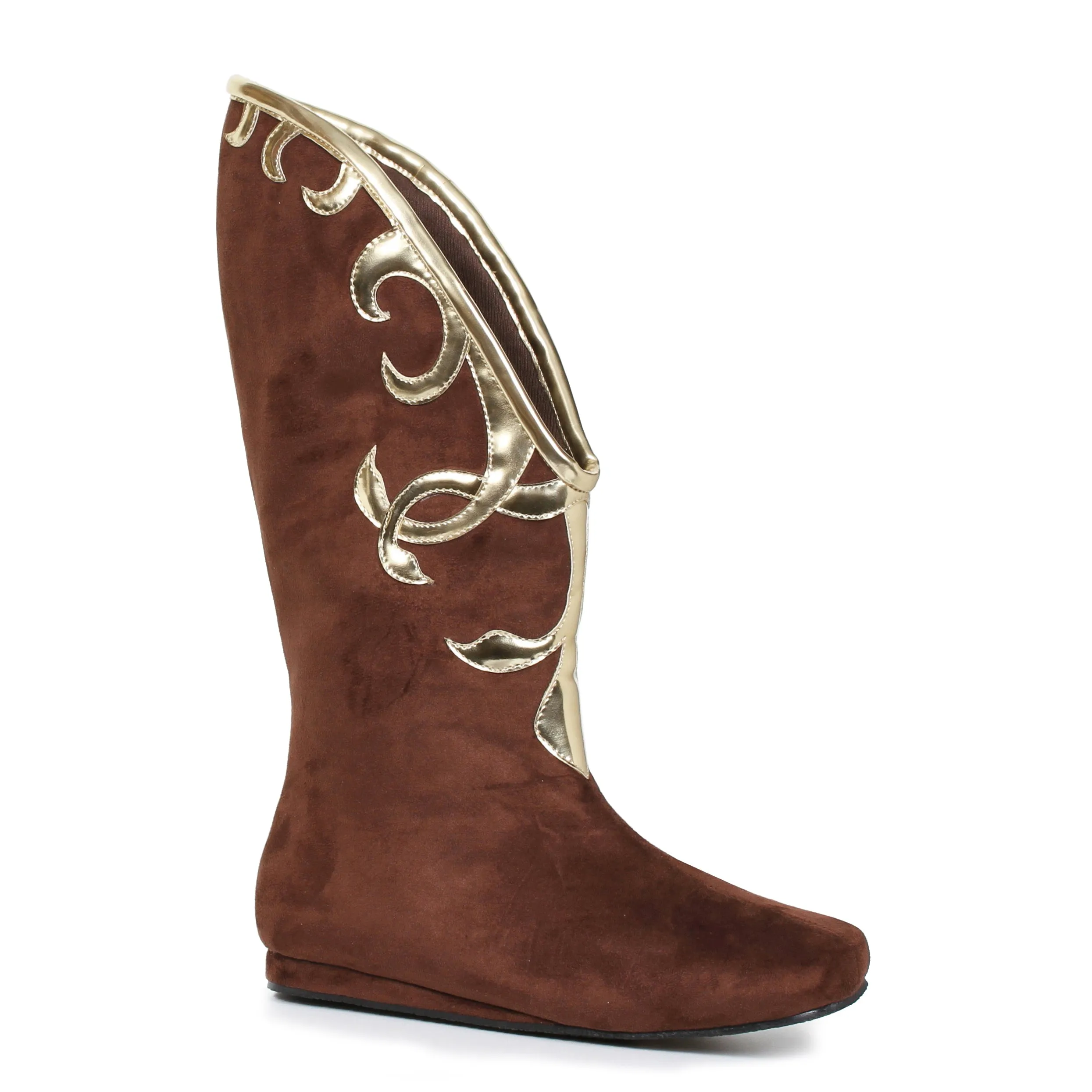 Flat Microfiber Boot with Gold Trim