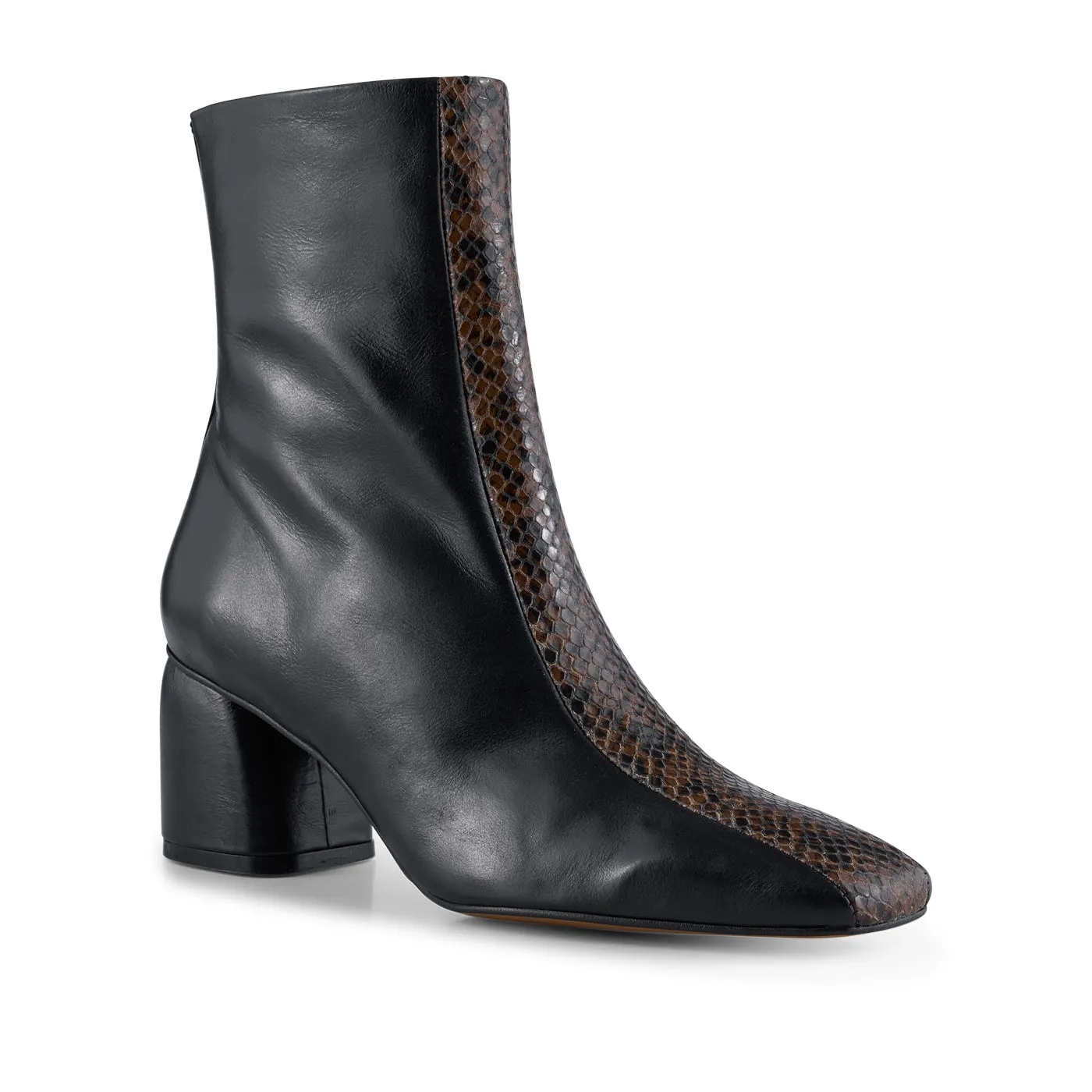 Frida boot leather - BLACK/BROWN SNAKE