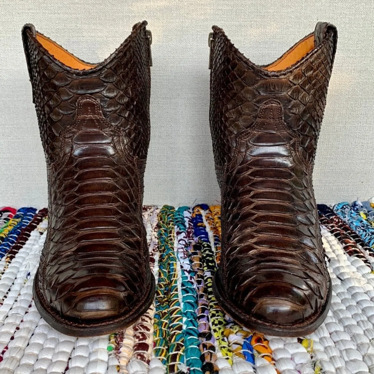 FRYE Deborah Snakeskin Python Exotic Zippered Ankle Bootie Boots