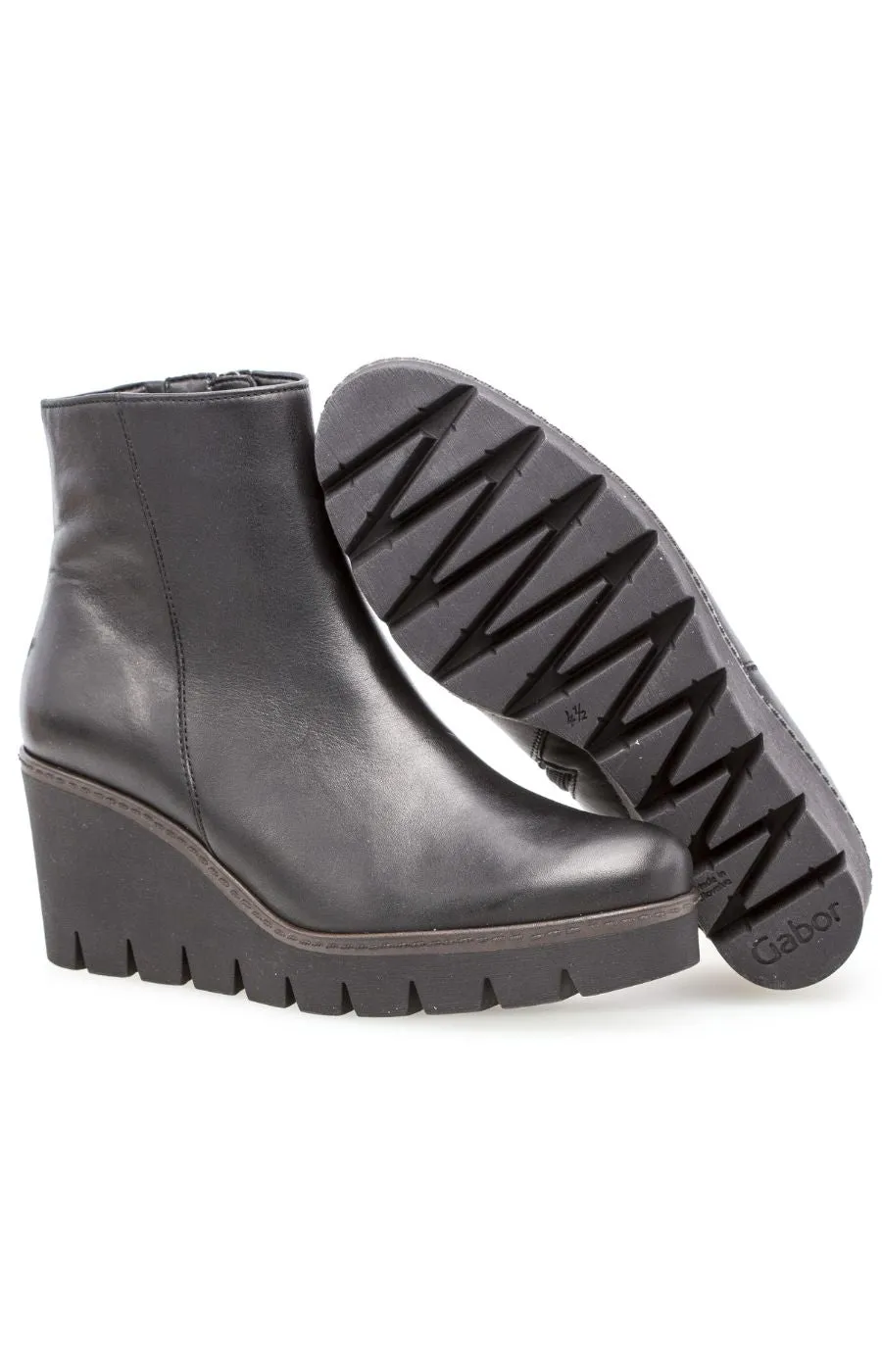 Gabor Wedge Heel Ankle Boots in Black