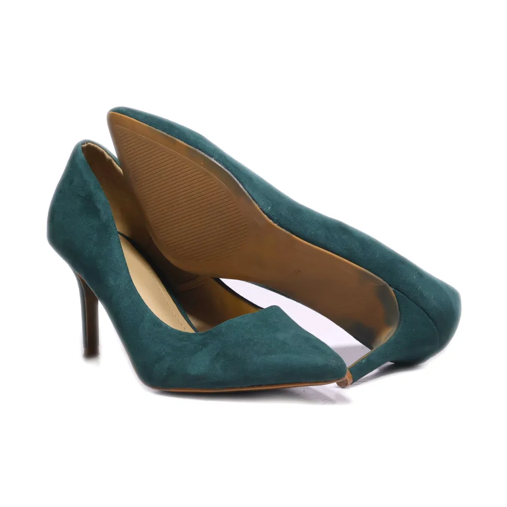 H&M High-Heel Shoes Suede Green Colour For Women