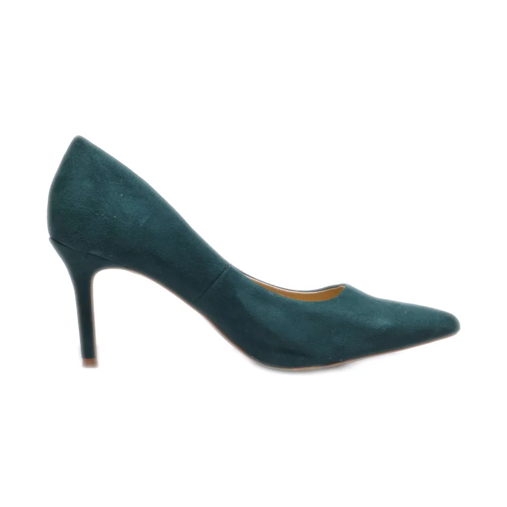 H&M High-Heel Shoes Suede Green Colour For Women