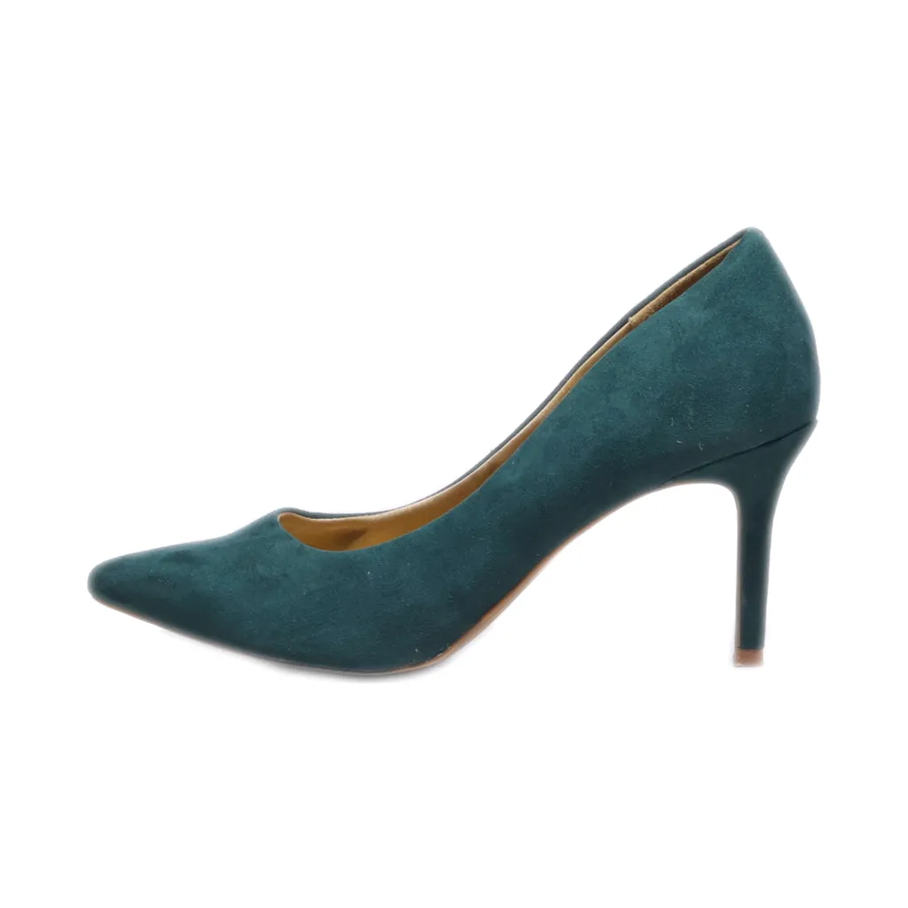 H&M High-Heel Shoes Suede Green Colour For Women