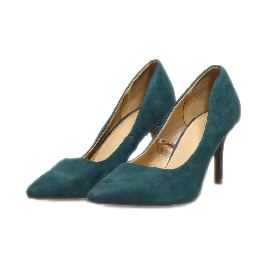 H&M High-Heel Shoes Suede Green Colour For Women