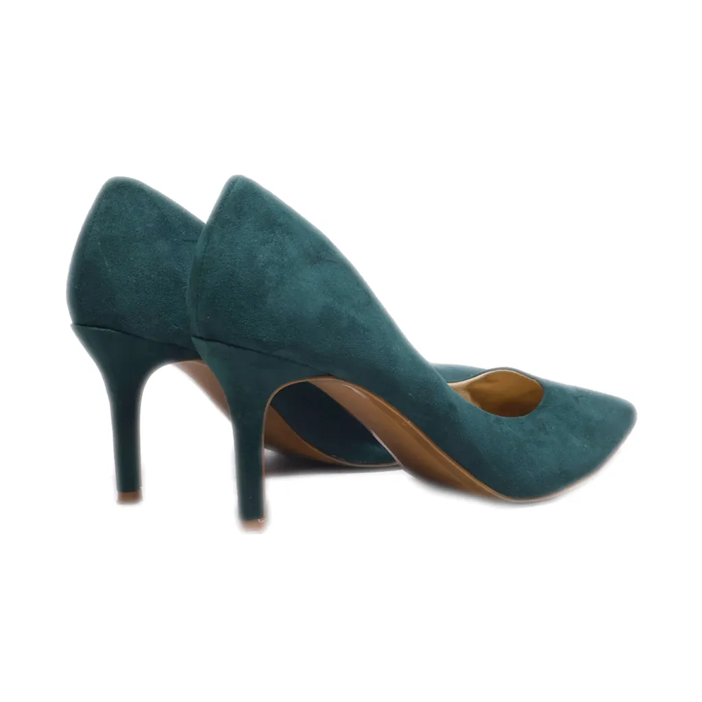 H&M High-Heel Shoes Suede Green Colour For Women