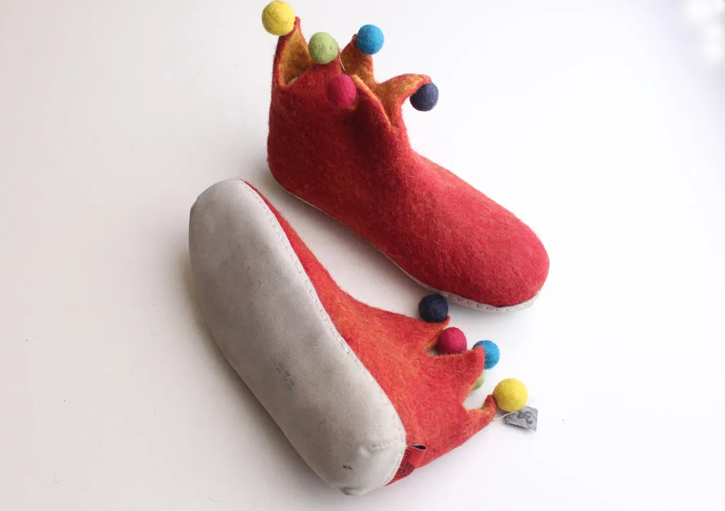 Handmade Soft and Warm Red Felt Boot/Slipper