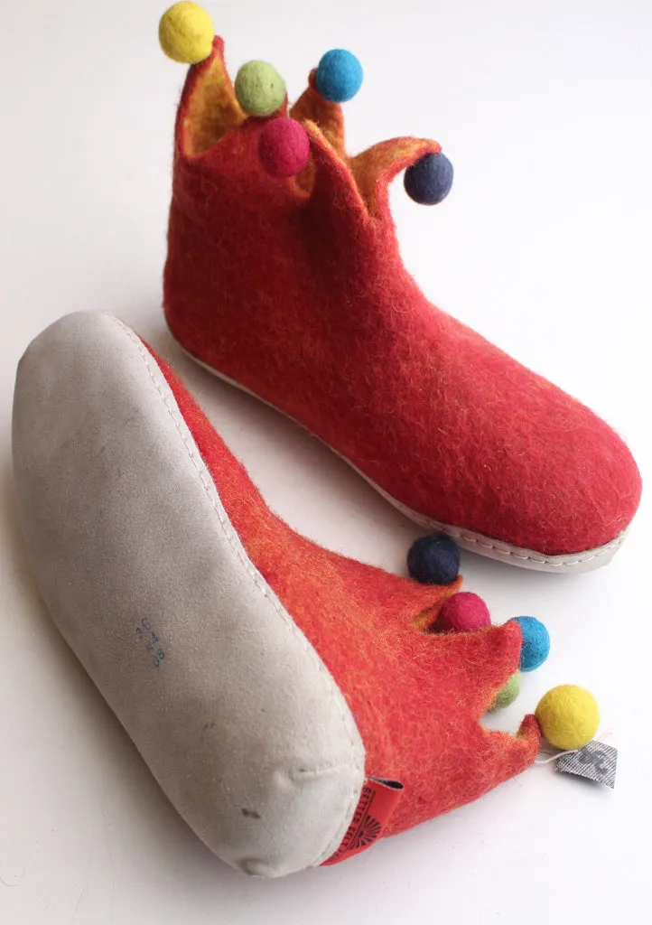 Handmade Soft and Warm Red Felt Boot/Slipper