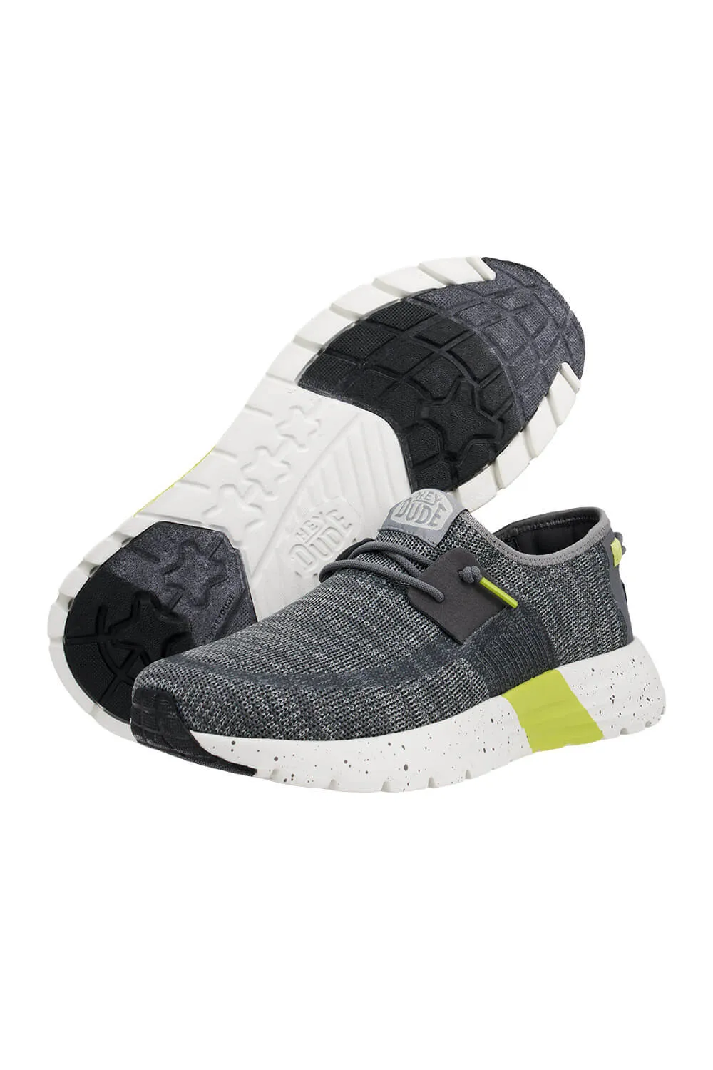 HEYDUDE Men's Sirocco Sport Mode Shoes in Heather Grey Charcoal | 40714-0CM