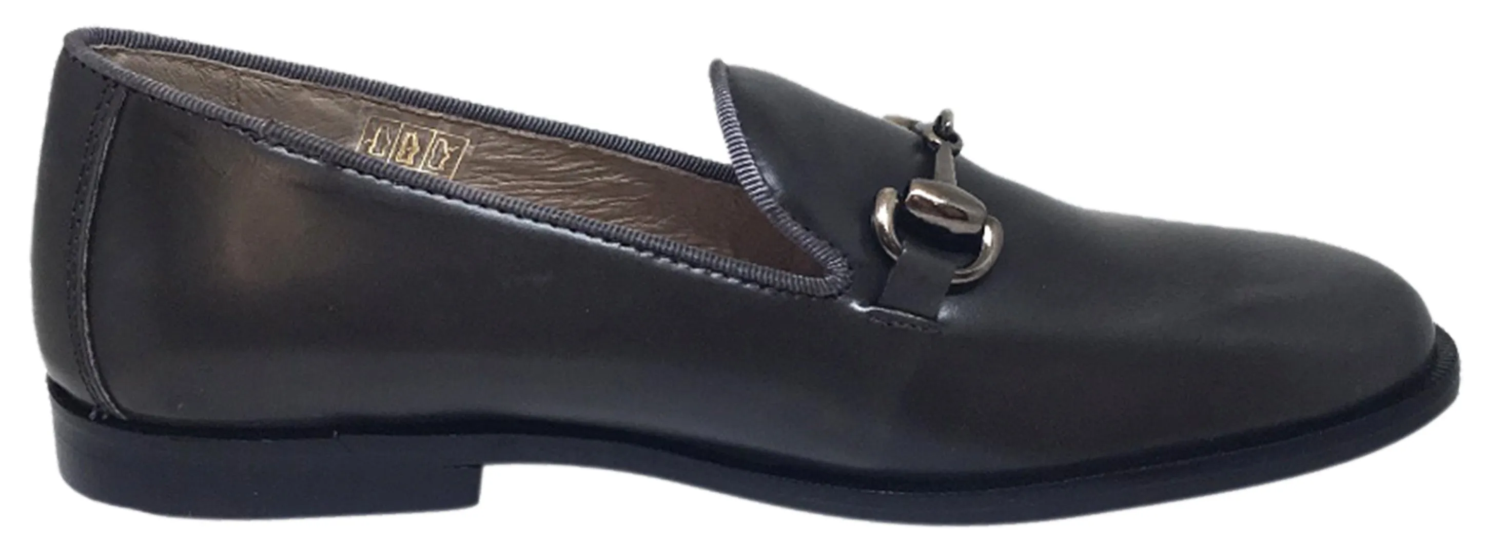 Hoo Shoes Boy's Eric's Smooth Leather High Shine Slip On Upper Detail Oxford Loafer Shoe