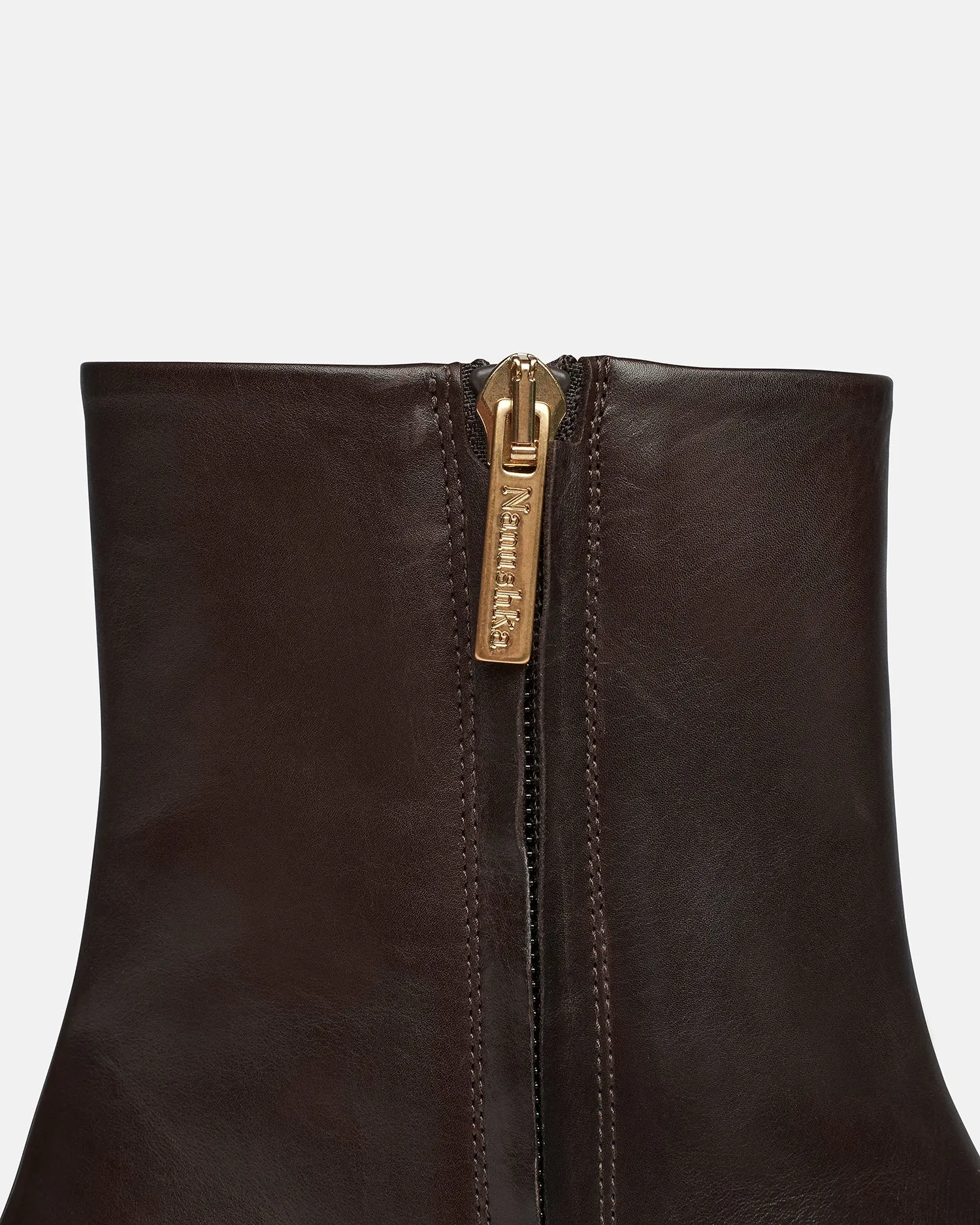 Isla - Elongated Square Toe Boots - Dark Chocolate