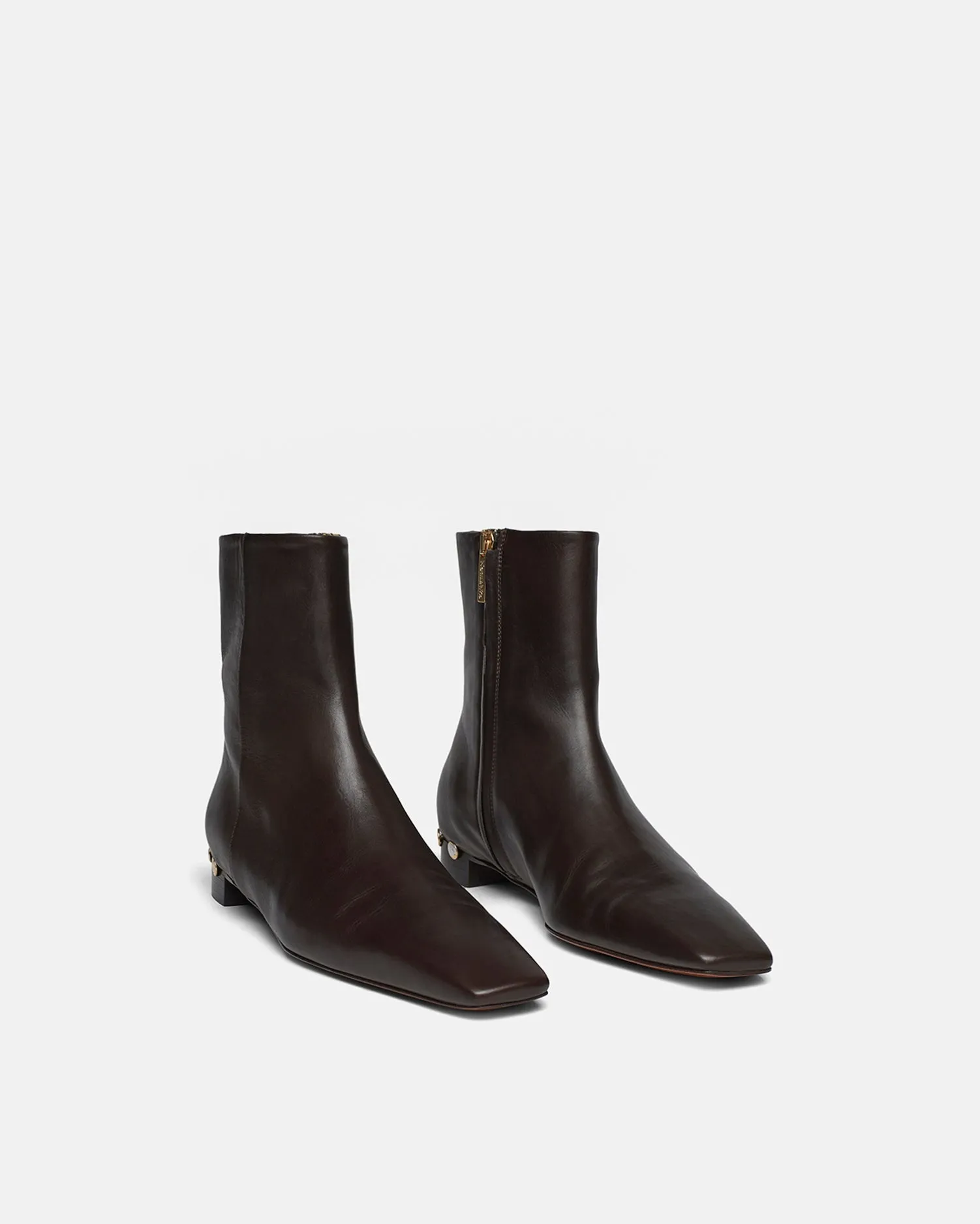 Isla - Elongated Square Toe Boots - Dark Chocolate