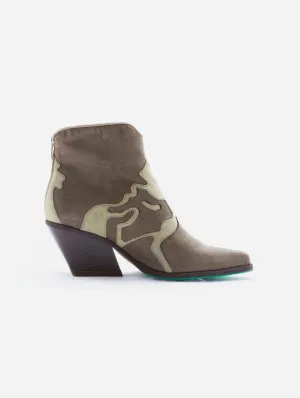 Jane Vegan Suede Ankle Cowboy Boots | Military Green