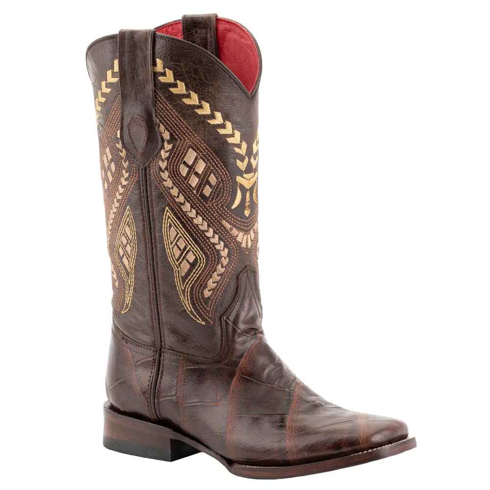 Jesse Alligator Embroidery Square Toe Cowboy Boots