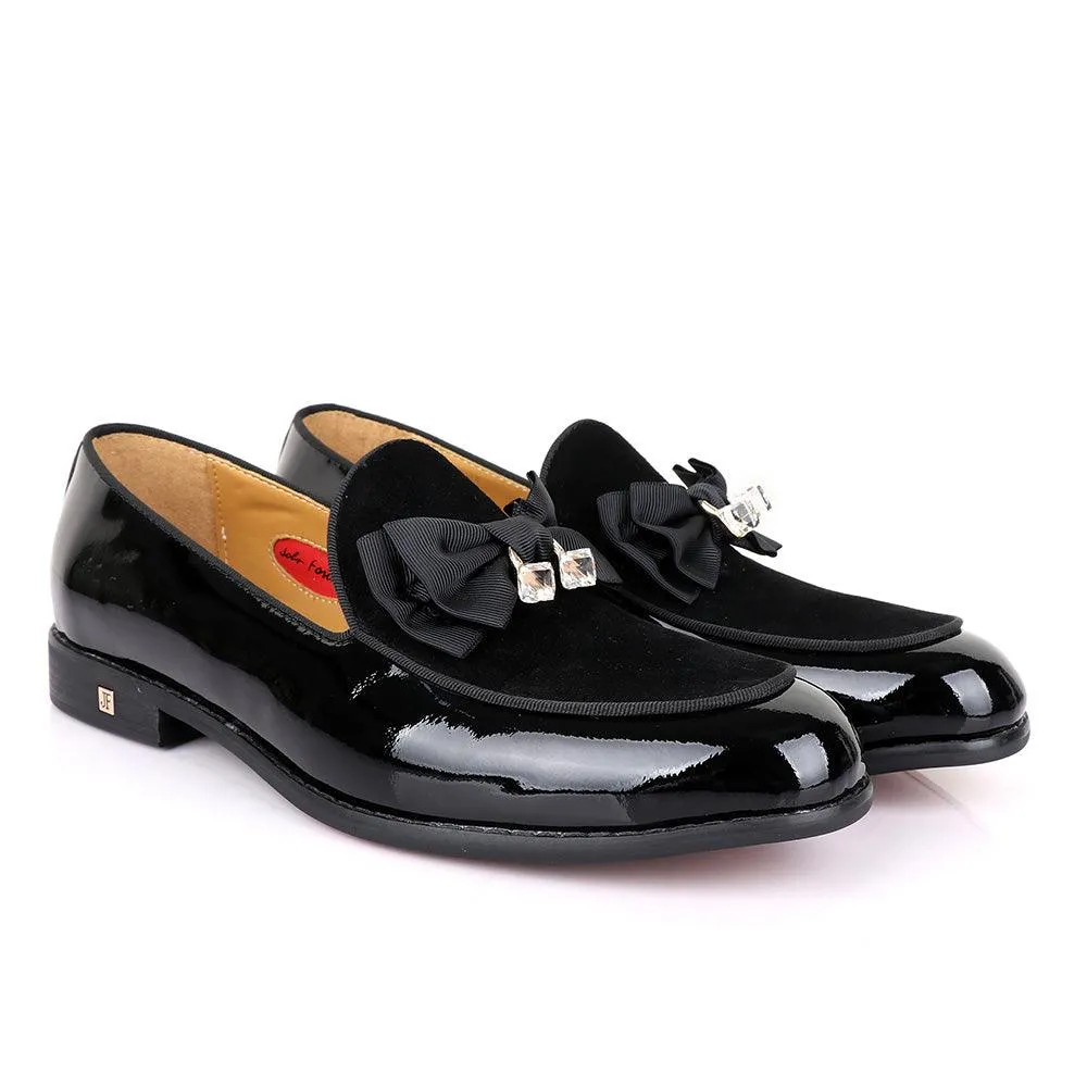 John Foster Upper Suede Patent Leather Black Shoe