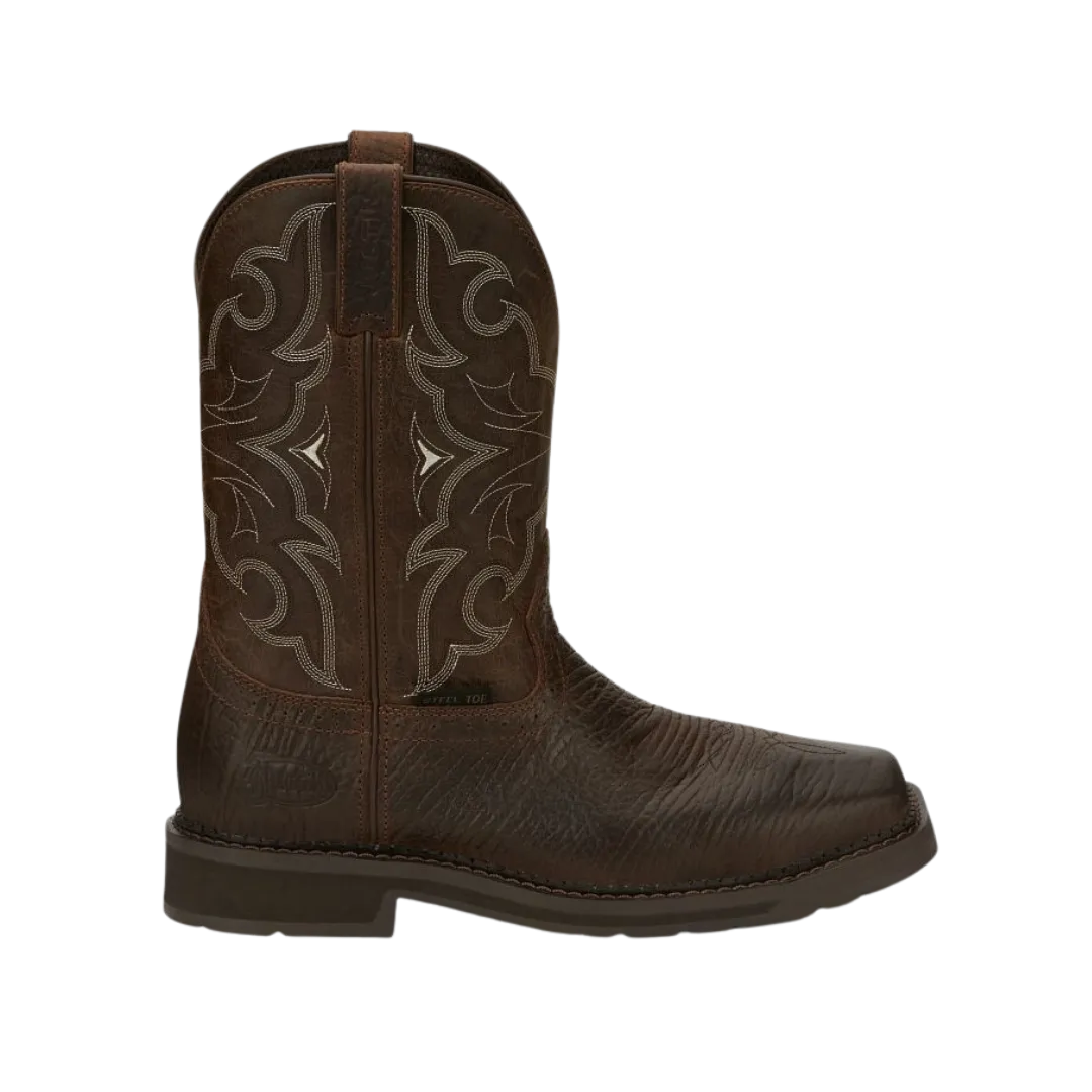 Justin Men's Steel Toe Work Brown Boots