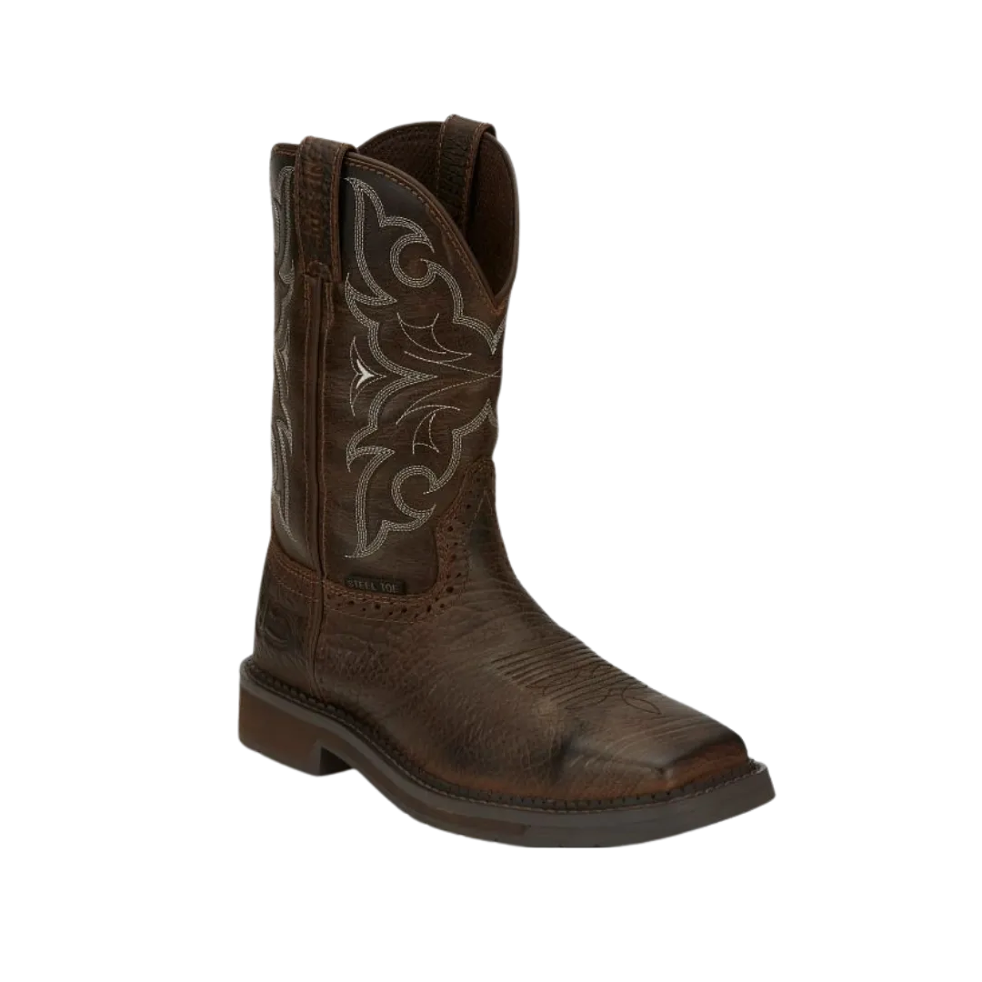 Justin Men's Steel Toe Work Brown Boots