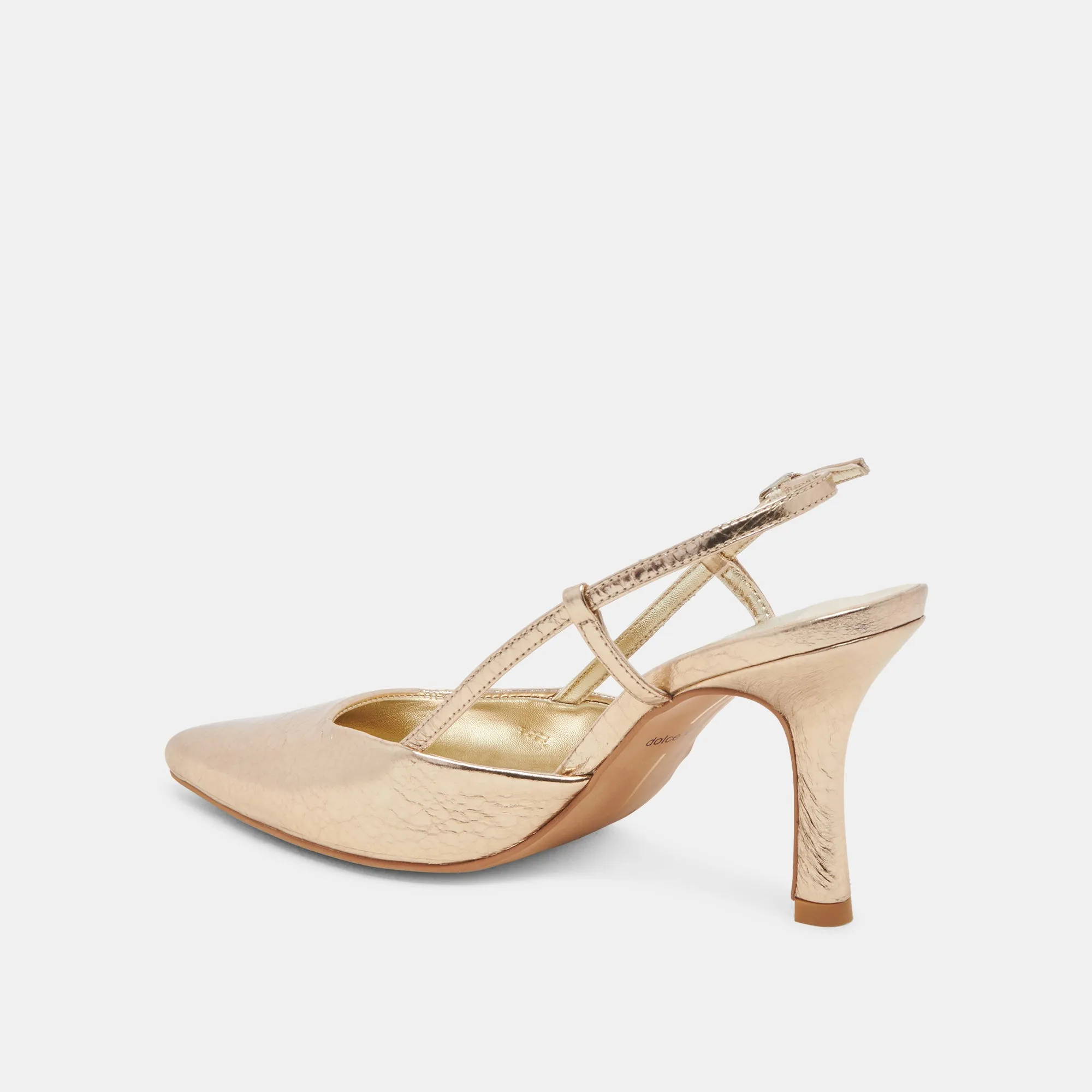 KIM HEELS GOLD DISTRESSED LEATHER