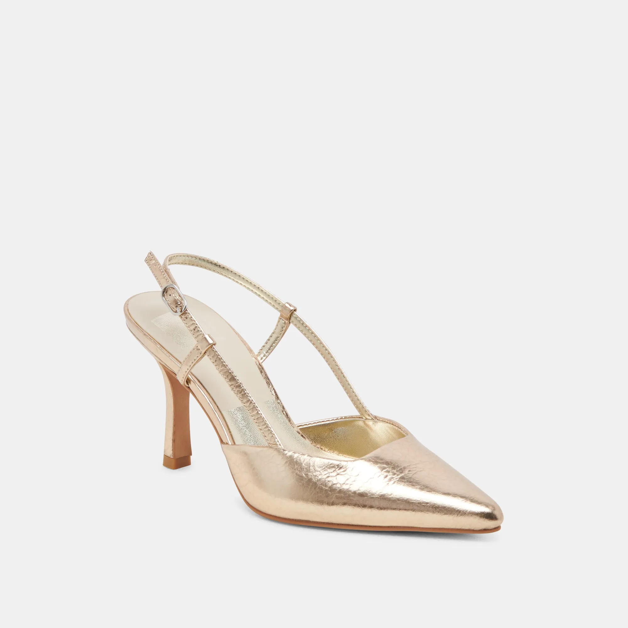 KIM HEELS GOLD DISTRESSED LEATHER