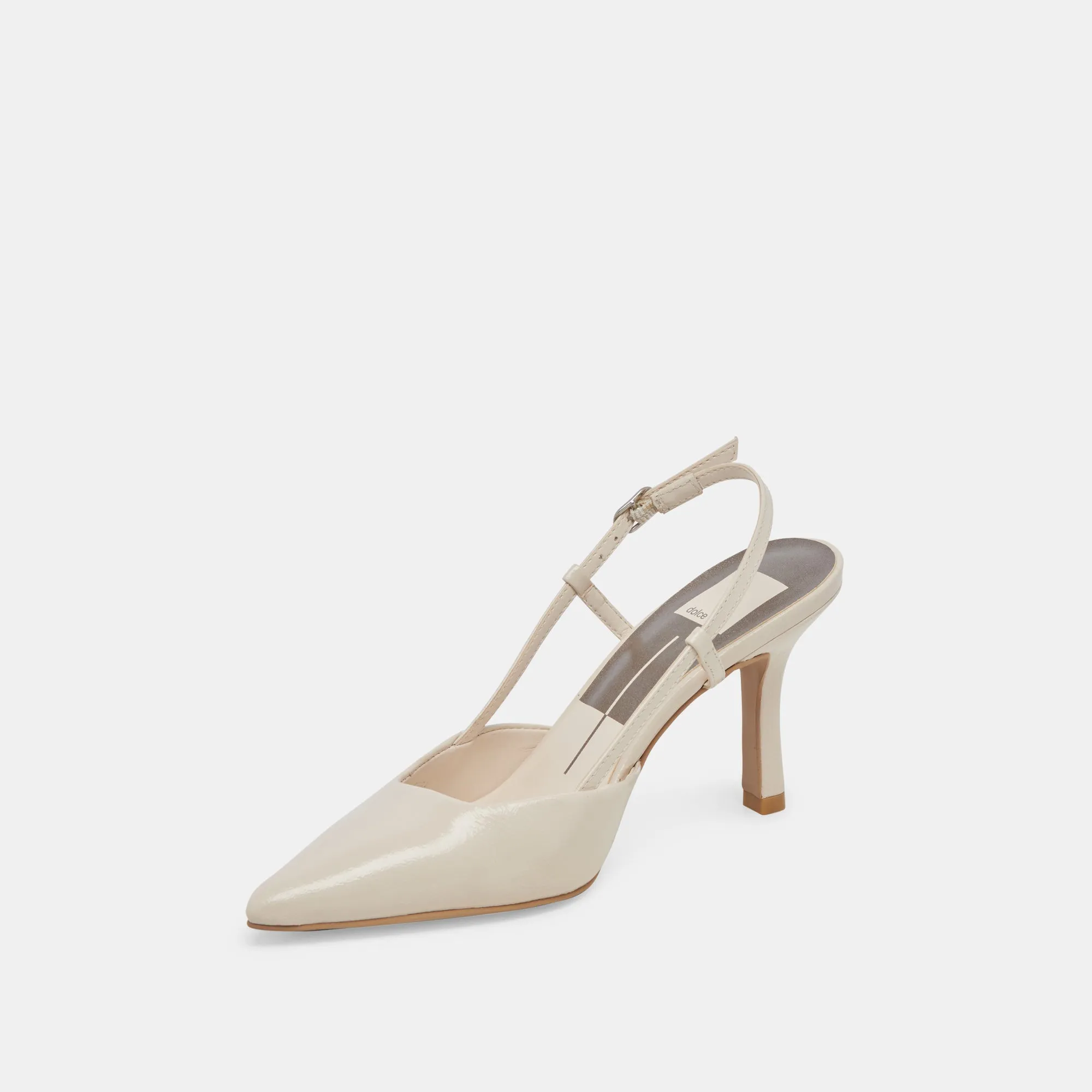 KIM HEELS IVORY CRINKLE PATENT