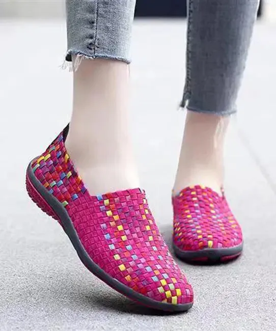 Knit Fabric Black DIY Soft Splicing Flats Shoes ML1091