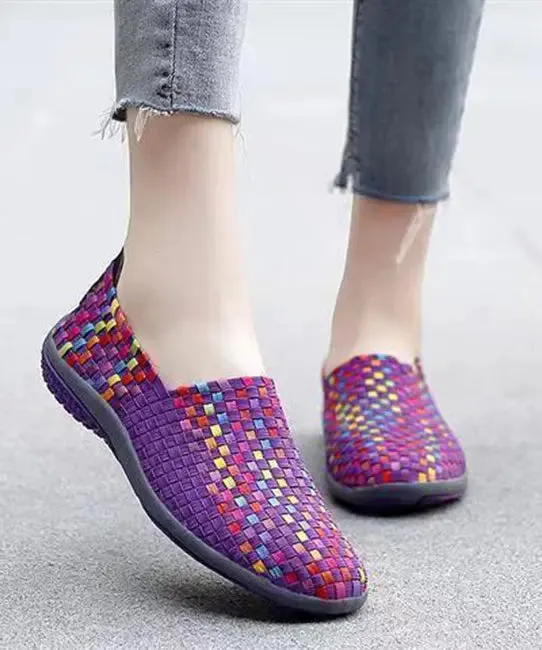 Knit Fabric Black DIY Soft Splicing Flats Shoes ML1091