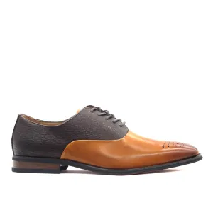 LA MILANO,PLAIN TOE-LACE UP-SHOES-A11898-TAN/BROWN